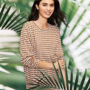 LOU AND GREY BIRDSEYE GINGHAM PONTE SWEATSHIRT SIZE LARGE